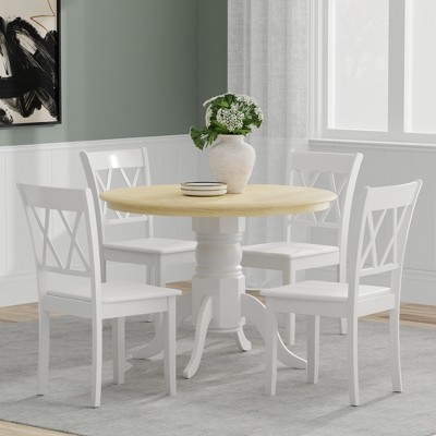 Glenwillow Home 42" Round Pedestal Dining Table + Double X-Back Dining Chairs Dining Set