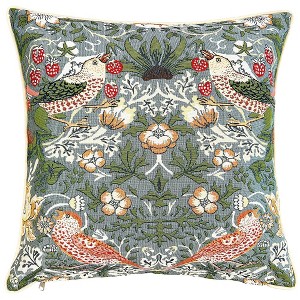 Signare USA William Morris Strawberry Thief Grey Panelled Pillowcase/Cushion Cover 18x18 Inch - 1 of 2