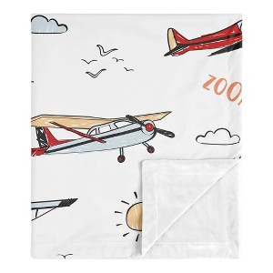 Sweet Jojo Designs Boy Baby Security Blanket Airplane Red Blue and White - 1 of 4