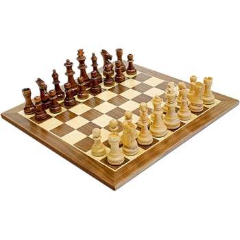WE Games Traditional Staunton Wood Chess Set with a Wooden Board – 14.75 inch Board with 3.75 inch King