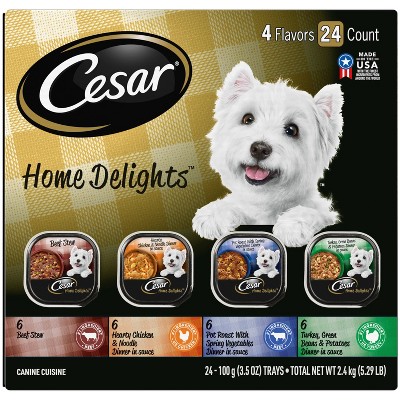 Cesar Home Delights Chicken, Potato, Turkey, Vegetable, Beef and Gravy Flavor Variety Pack Small Breed Wet Dog Food - 3.5oz/24ct