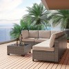7-Piece Outdoor Patio Furniture Set, All-Weather Wicker Sectional Sofa with Cushions & Coffee Table, Rattan Set for Garden, Porch, Balcony - 3 of 4