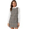Allegra K Women's Contrast Peter Pan Collar Long Sleeve Above Knee Shift Plaid Dress - 3 of 4