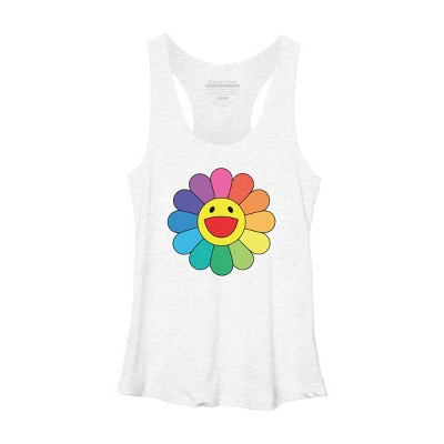 Adult Design By Humans Daisy Flower Rainbow Pride By PINHEAD66 Racerback Tank Top