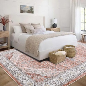 Washable Vintage Area Rug, Non-Slip Stain-Resistant Farmhouse Carpet for Living Room, Bedroom, Office, Dining Room, Nursery - 1 of 4