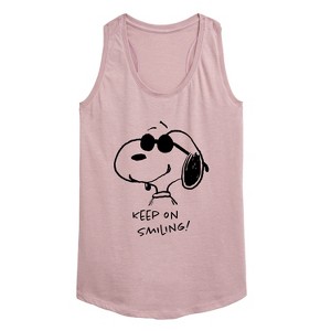 Women's - Peanuts - Cool Joe Keep On Smiling Graphic Racerback Tank - 1 of 4