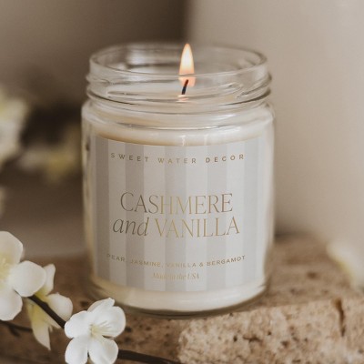 Vanilla Scented Soy Candle in Gold Lid Glass Jar