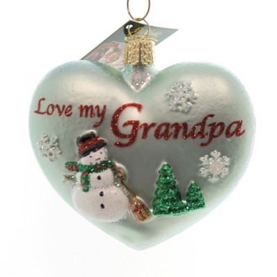 Old World Christmas 3.25" Grandpa Heart Ornament Love Snowmen  -  Tree Ornaments