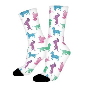 Colorful Dachshunds Women Printed Crew Socks Funny Funky Socks Soft Polyester Novelty Gifts for Artists Men - 1 of 1