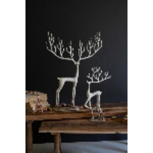 White Iron Deer – Festive Decorative Sculptures, Set of 2 by Kalalou - 1 of 3