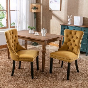 NicBex Set of 2 Modern Velvet Dining Chairs with High-Back Tufted Design,Armless Chairs with Solid Wood Legs for Kitchen,Living Room - 1 of 4