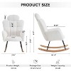 MAYEERTY Teddy Fabric Nursery Rocking Chair, Padded High Backrest Pillow, Living Room Bedroom, Ivory - 3 of 4