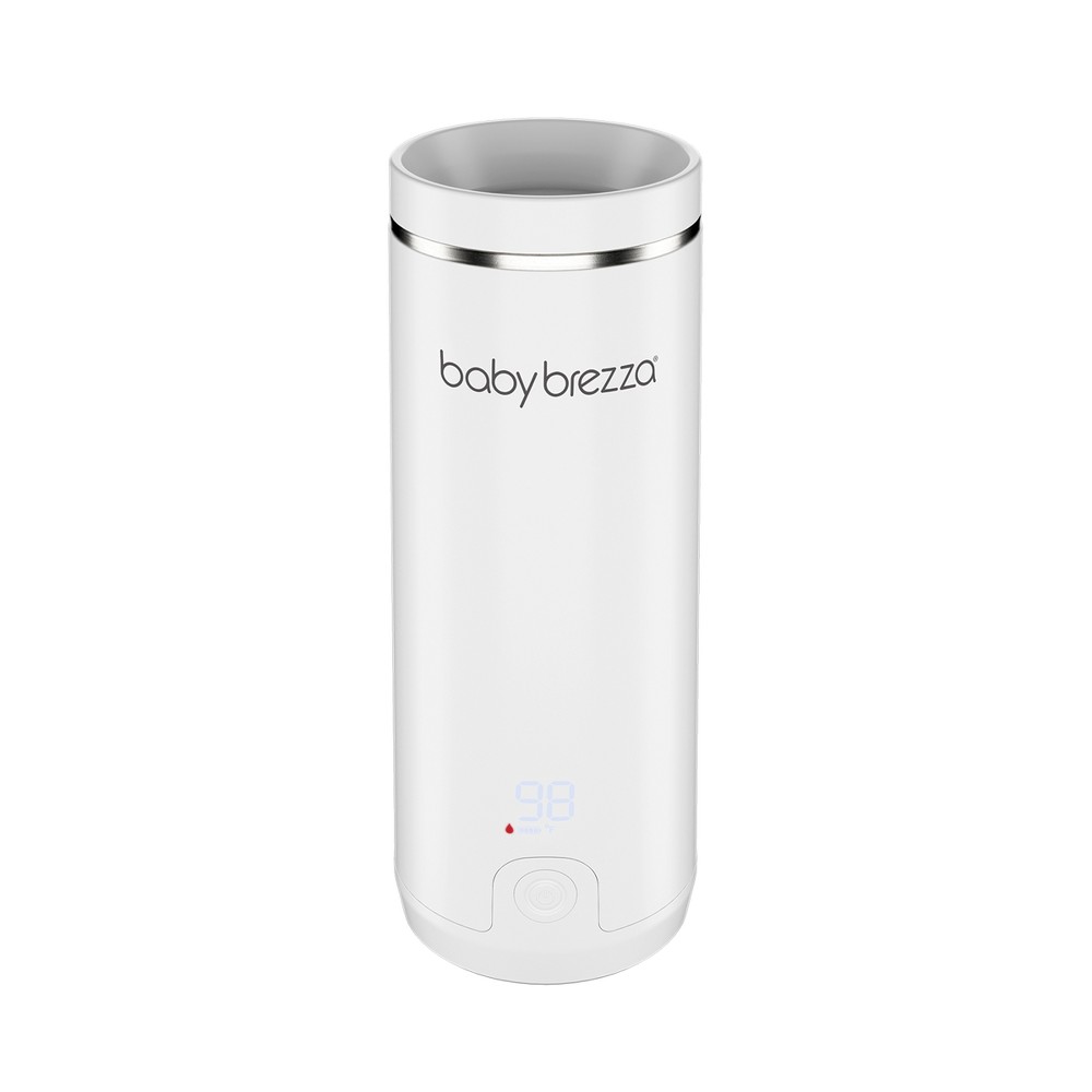 Baby Brezza Superfast Portable Bottle Warmer - White: Digital Display, Warms Evenly, Automatic Shut-Off, Battery Powered