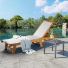 79x24in Acacia Wood Chaise Lounge with Wheels, Adjustable Recliner & Textilene Mesh Cushion, All-Weather Outdoor Use, Walnut Finish - 2 of 4