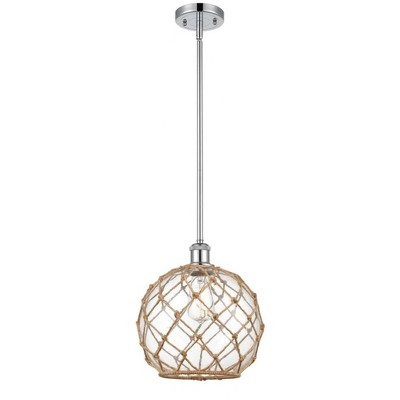 Farmhouse Rope - 1 Light Stem Hung Mini Pendant In Industrial Style-13 Inches Tall and 10 Inches Wide
