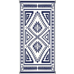 NAYSAYE Outdoor Rug Reversible Waterproof Plastic Straw Mat 9' x 18' with Carry Bag for Patio Garden and Travel, Blue and White - 1 of 4