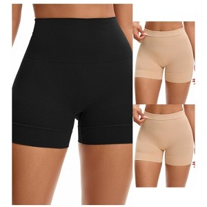 INSPIRE CHIC 3 Packs Women's High Waisted Boyshorts Soft Stretch Seamless Control Panties for Under Dresses - 1 of 4