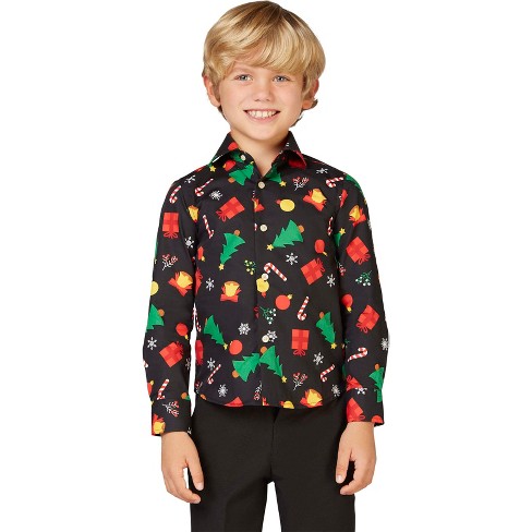 boys christmas button up shirt