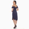 Women's Casual Scoop Neck Flutter Sleeve Knee Length Dress - White Mark - 3 of 4
