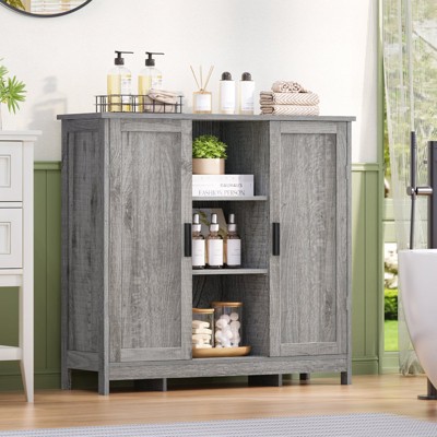 USIKEY Storage Cabinet with 2 Doors and 4 Adjustable Shelves, Buffet Cabinet with Storage, Floor Cabinet for Living Room, Entryway, Kitchen