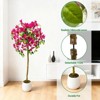 Bougainvillea Artificial Tree, 5FT Faux Planter Potted Fake Tree with Blooming Pink Flowers, Artificial Plants for Front Door Porch Patio - 3 of 4