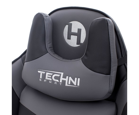 Ergonomic High Back Racer Style Video Gaming Chair Gray - Techni Sport