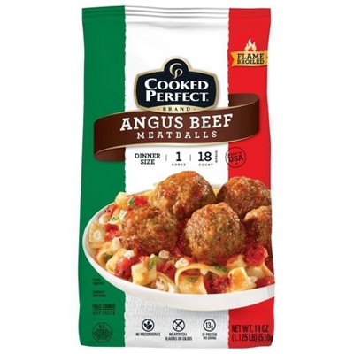 Cooked Perfect Angus Beef Meatballs - Frozen - 18oz : Target