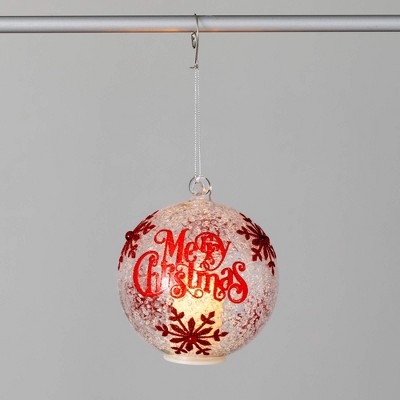 4.75"H Sullivans Christmas Merry Christmas LED Ornament  Red