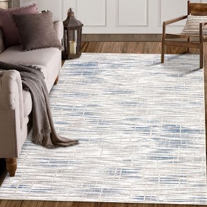 Machine Washable Area Rug, Modern Abstract Area Rug Stripes Rug, Non Slip Geometric Soft Rugs Home Decor - 1 of 4