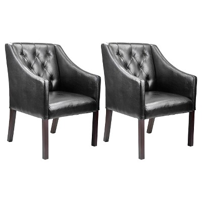 Corliving Antonio Accent Club Chair In Black Bonded Leather, Set Of 2