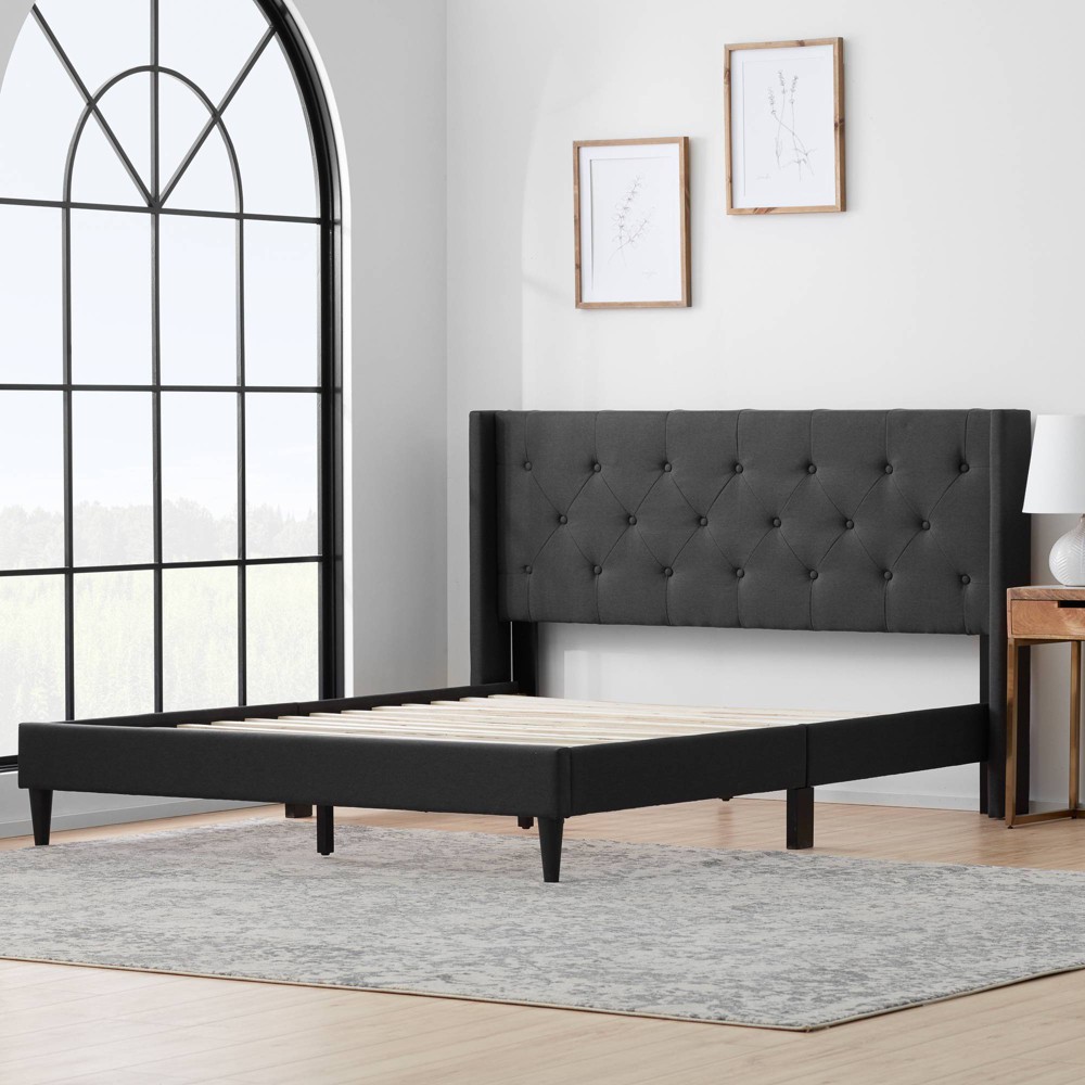 Fan Favorite Full Isabella Upholstered Wingback Diamond Tufted Platform Bed  Charcoal - Brookside Home | Fandom Shop