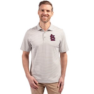 St Louis Cardinals Cutter & Buck Virtue Eco Pique Stripe Recycled Mens Polo - 1 of 1