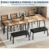 Dining Table Set for 4, Sturdy Wooden Kitchen Table with Chamfer Design and Metal legs, Upholstered Bench & 2 Classic Dinner Chairs - 3 of 4