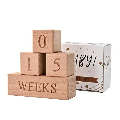 Baby Monthly Milestone Blocks - Handcrafted Wooden Number Blocks for Milestones - Days, Weeks, Months, Years - Ideal for Newborn Photos
