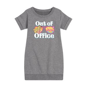 Girls' - Barbie - Out of Office Graphic Short Sleeve Fleece Dress - 1 of 3