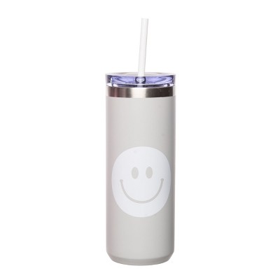 Totalee Gift Smiley Tumbler w/ Straw Metal Clear 18 oz