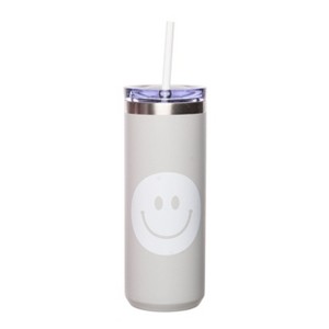 Totalee Gift Smiley Tumbler w/ Straw Metal Clear 18 oz - 1 of 2