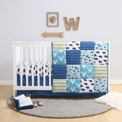 The Peanutshell Baby Crib Bedding Set - Forest Animal/Blue - 3pc