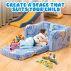 Hooseng Toddler Couch, 2-in-1 Glow-in-The-Dark Plush Kids Fold-Out Sofa, Convertible Kids Sofa to Lounger with Curved Armrests for Boys & Girls - 3 of 4