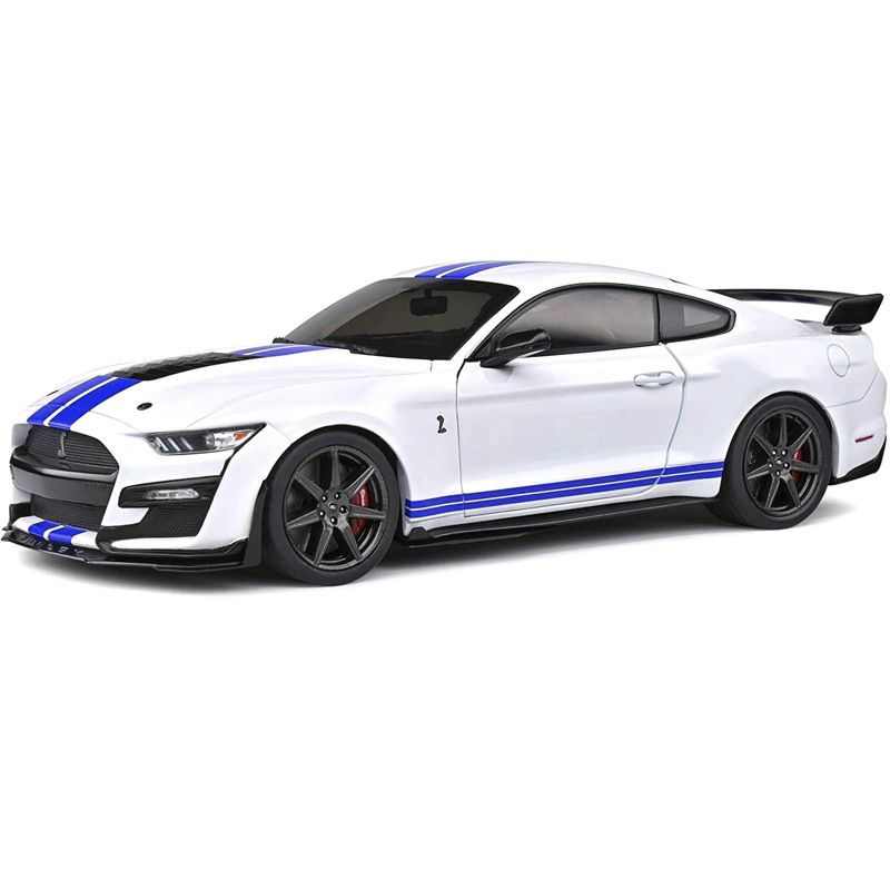 2020 Ford Mustang Shelby GT500 White with Blue Stripes "Special Edition" 1/18 Diecast Model Car by Maisto, 1 of 7