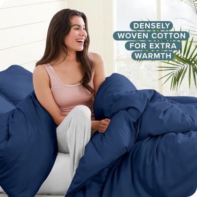 Dark Blue Twin/Twin XL Cotton Flannel Duvet Cover Set