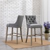 WestinTrends 29" Linen Tufted Buttons Upholstered Wingback Bar Stool (Set of 2) - 2 of 4