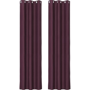 PiccoCasa Rod Pocket Solid Blockout Darkening Insulated Curtain for Bedroom Living Room 2 Pcs - 1 of 4