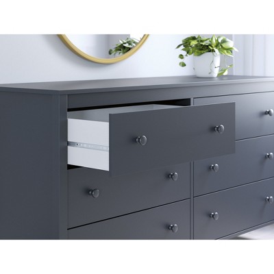 Navy Blue Transitional Six Drawer Dresser with Levelers