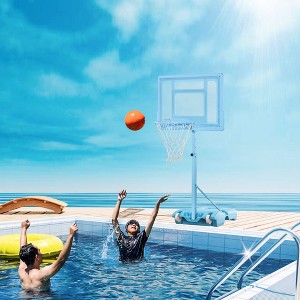 RISOKEYS Portable Poolside Basketball Hoop, Height Adjustable 36.5-48.5 in with Clear Backboard & Fillable Base - 1 of 4