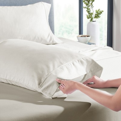 White Cotton Sateen Standard/Queen Pillowcase Set