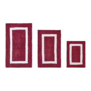 Hotel Bath Rug 100% Premium Cotton Tufted Weave Two Tone Reversible 3 Piece Bathroom Rug Set, Super Soft & Water Absorbent, Machine Washable Bathmat - 1 of 4