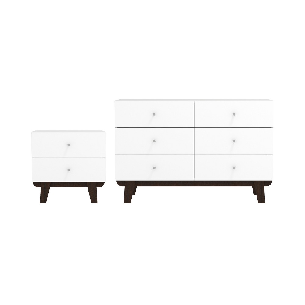 Hillsdale Furniture Kincaid Wood 6 Drawer Dresser and 2 Drawer Nightstand Matte White -  92164900