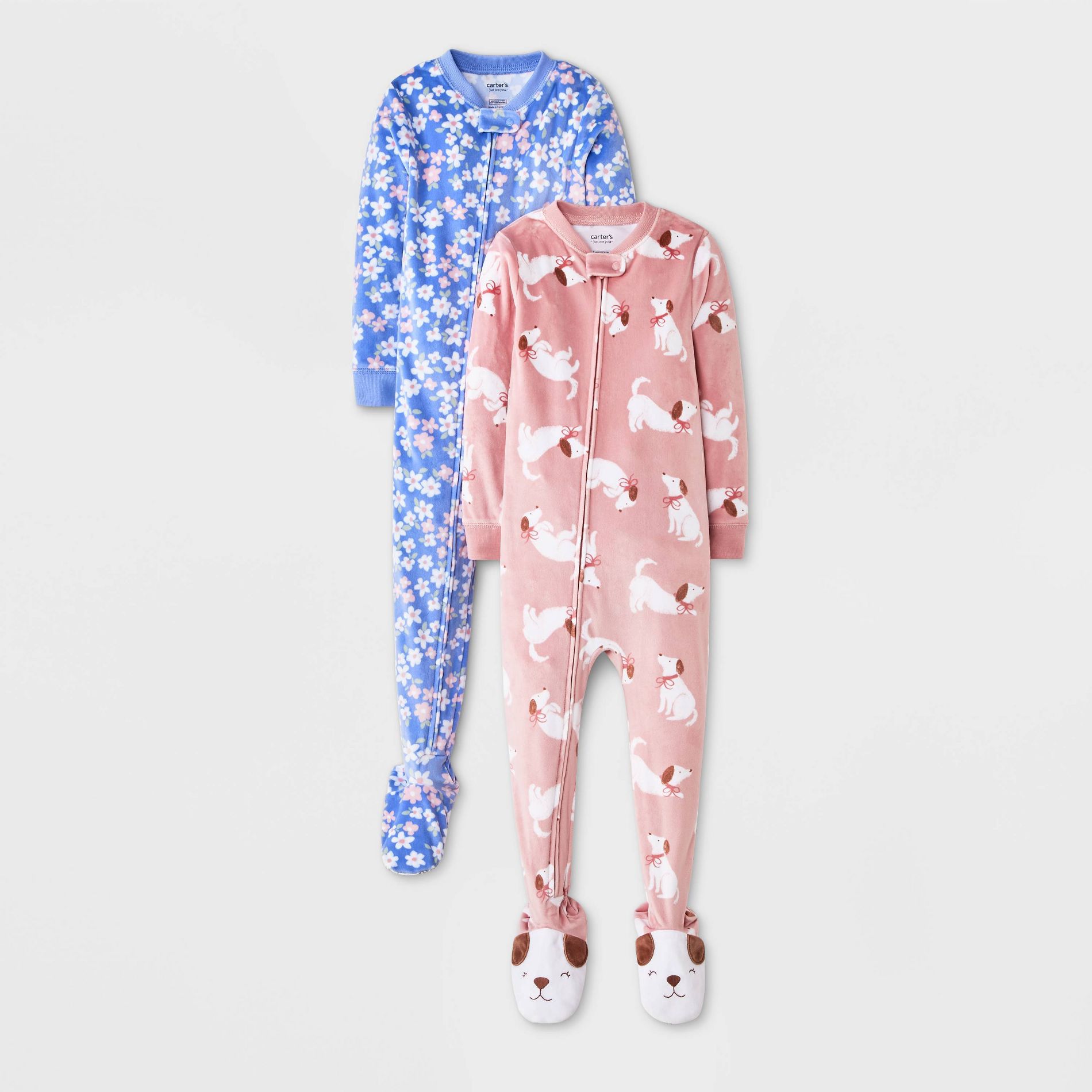 Carter's Just One You® Baby & Toddler Girls' 2pk 1pc Long Sleeve Velboa Footed Pajama Set