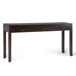 60" Stratford End Table Russet Mahogany Brown - WyndenHall: Pine Frame, 3 Drawers, Modern Style - 1 of 4